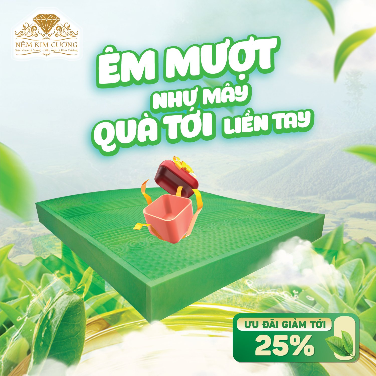 TIẾT KIỆM TỚI 1.500.000 KHI MUA NỆM FOAM GREEN TEA ORGANIC TẠI HỆ THỐNG TOÀN QUỐC CỦA NỆM KIM CƯƠNG