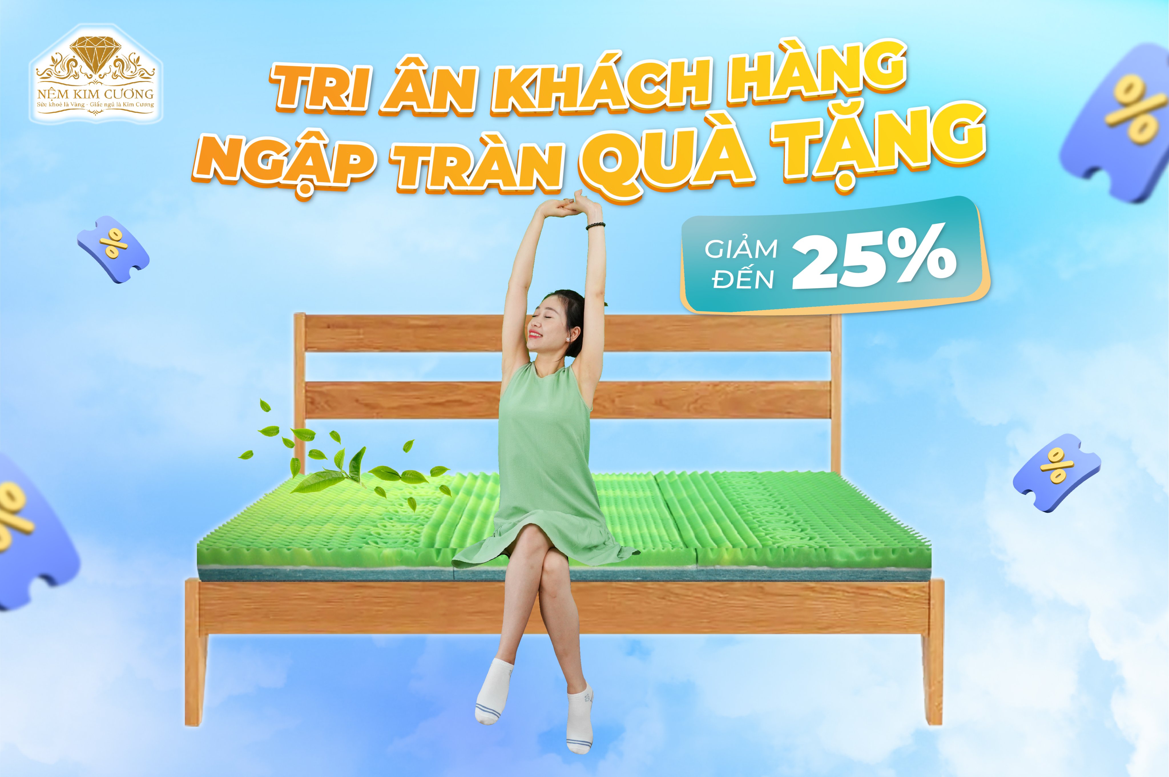 ƯU ĐÃI GIẢM 25% KHI MUA NỆM GREEN TEA 5'ZONE